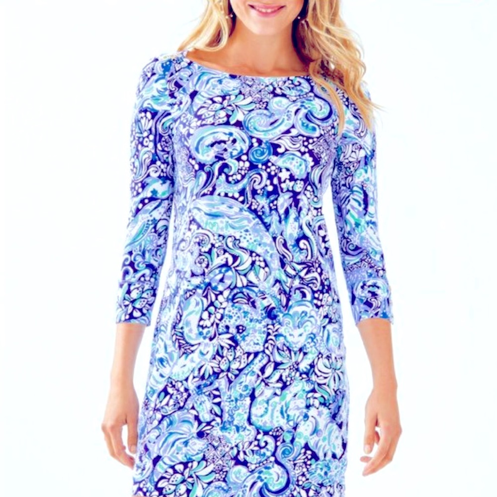 Lilly Pulitzer NWT UPF 50+ Sophie Dress 60 Animals Royal Purple, Size XL